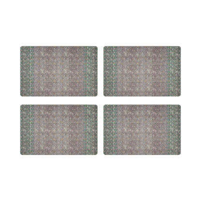 Iznik Green Pink Vegan Leather Rectangle Pebble Placemat