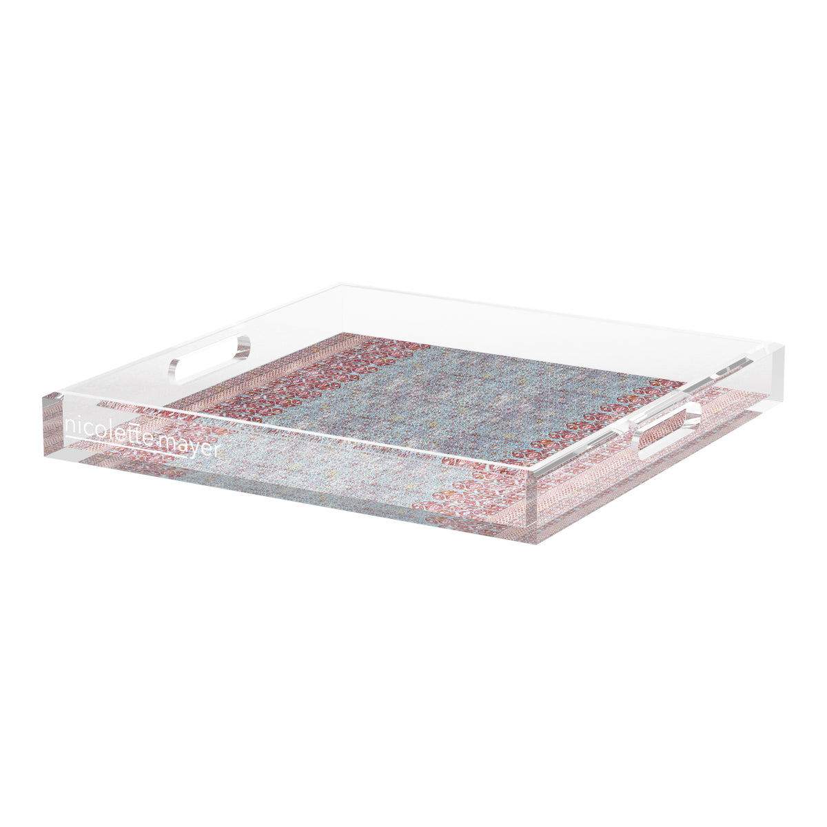 Iznik Overdye Turq Acrylic Decorative Tray, 18 x 18 in. by Nicolette Mayer 