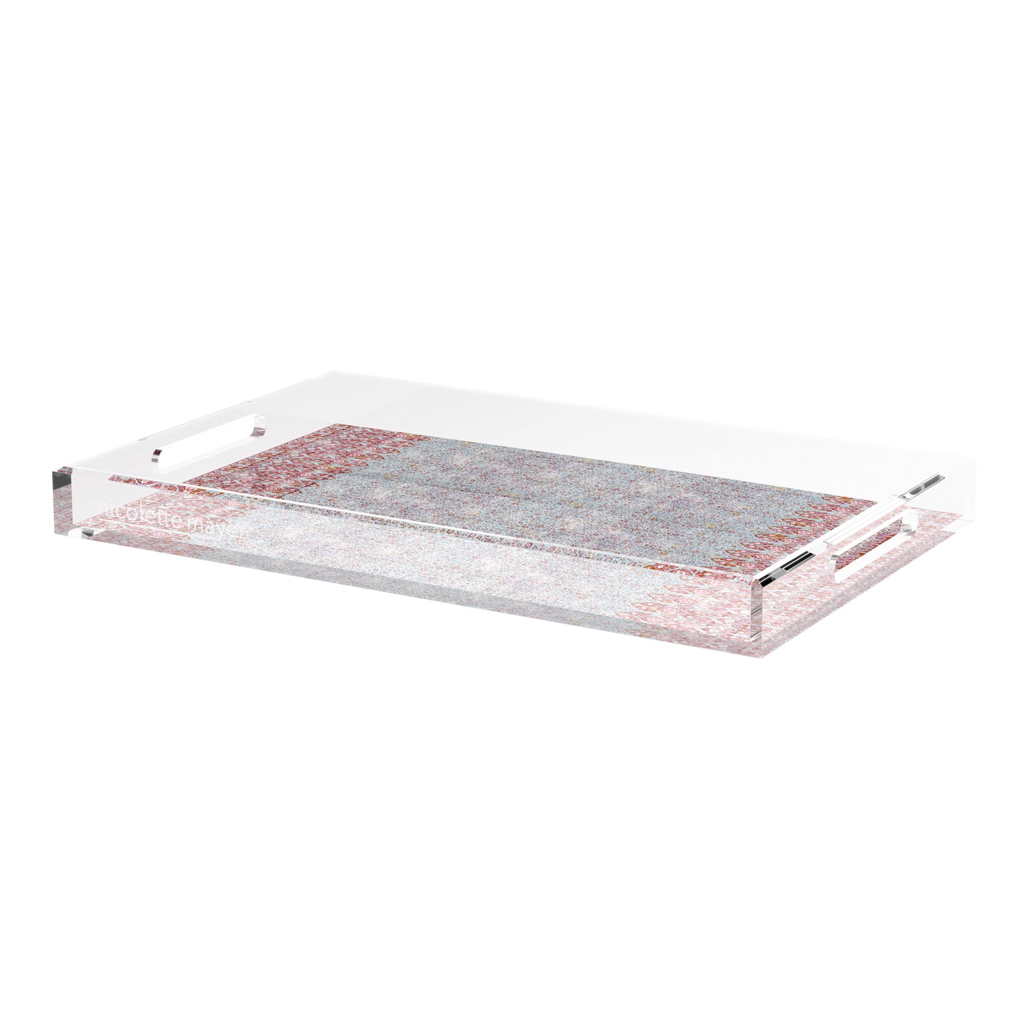 Iznik Red Turquoise 22.5X14.5 Acrylic Tray - nicolettemayer.com
