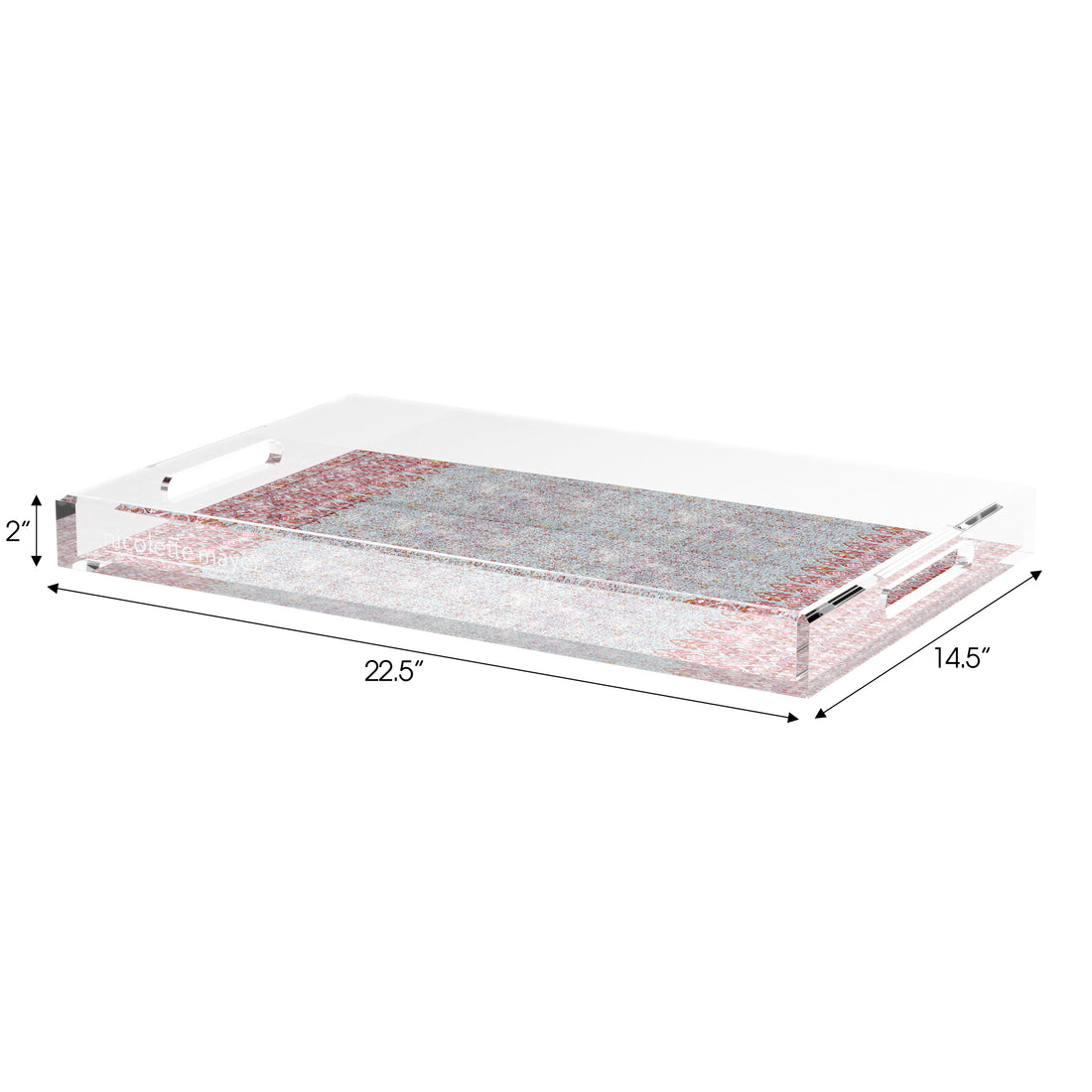 Iznik Red Turquoise 22.5X14.5 Acrylic Tray - nicolettemayer.com
