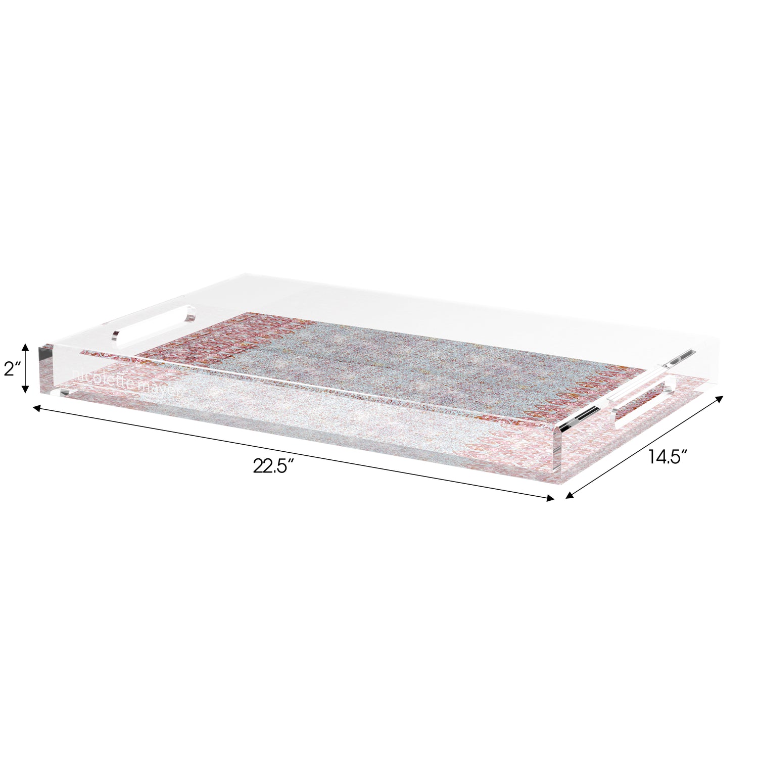 Iznik Red Turquoise 22.5X14.5 Acrylic Tray - nicolettemayer.com
