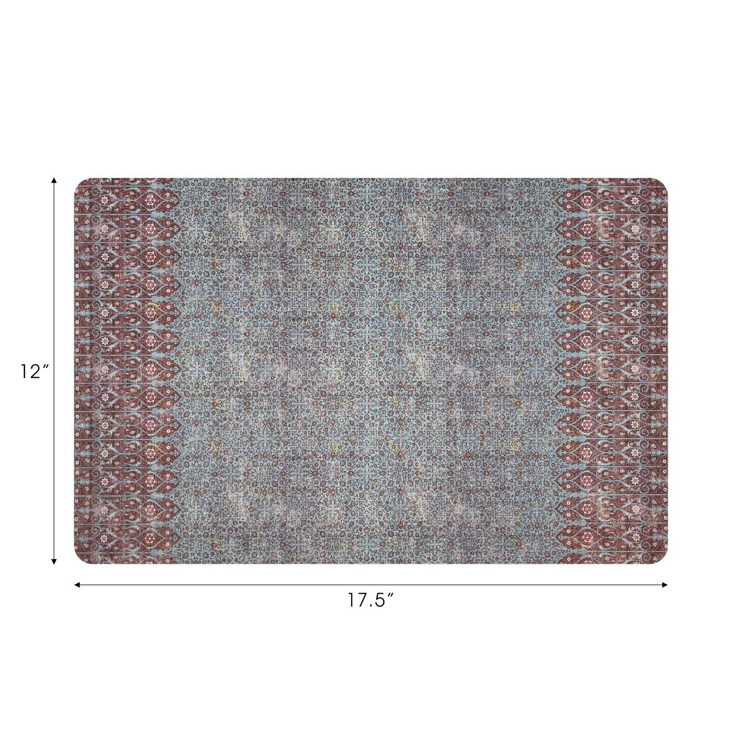 Iznik Vegan Turq Red Leather Rectangle Pebble Placemat