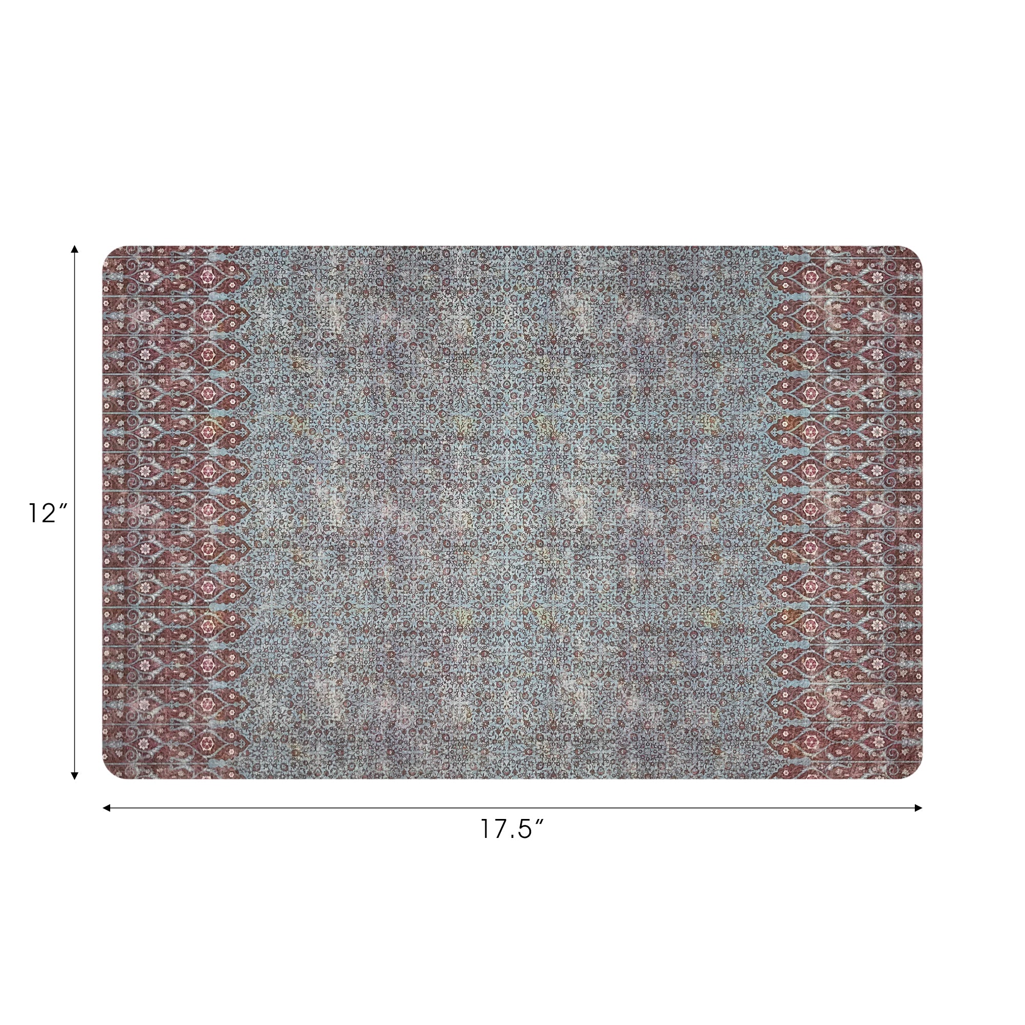 Iznik Vegan Turq Red Leather Rectangle Pebble Placemat