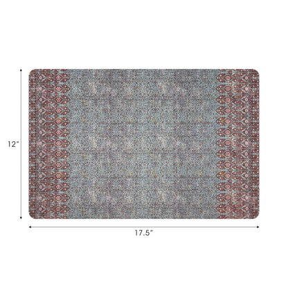 Iznik Vegan Turq Red Leather Rectangle Pebble Placemat