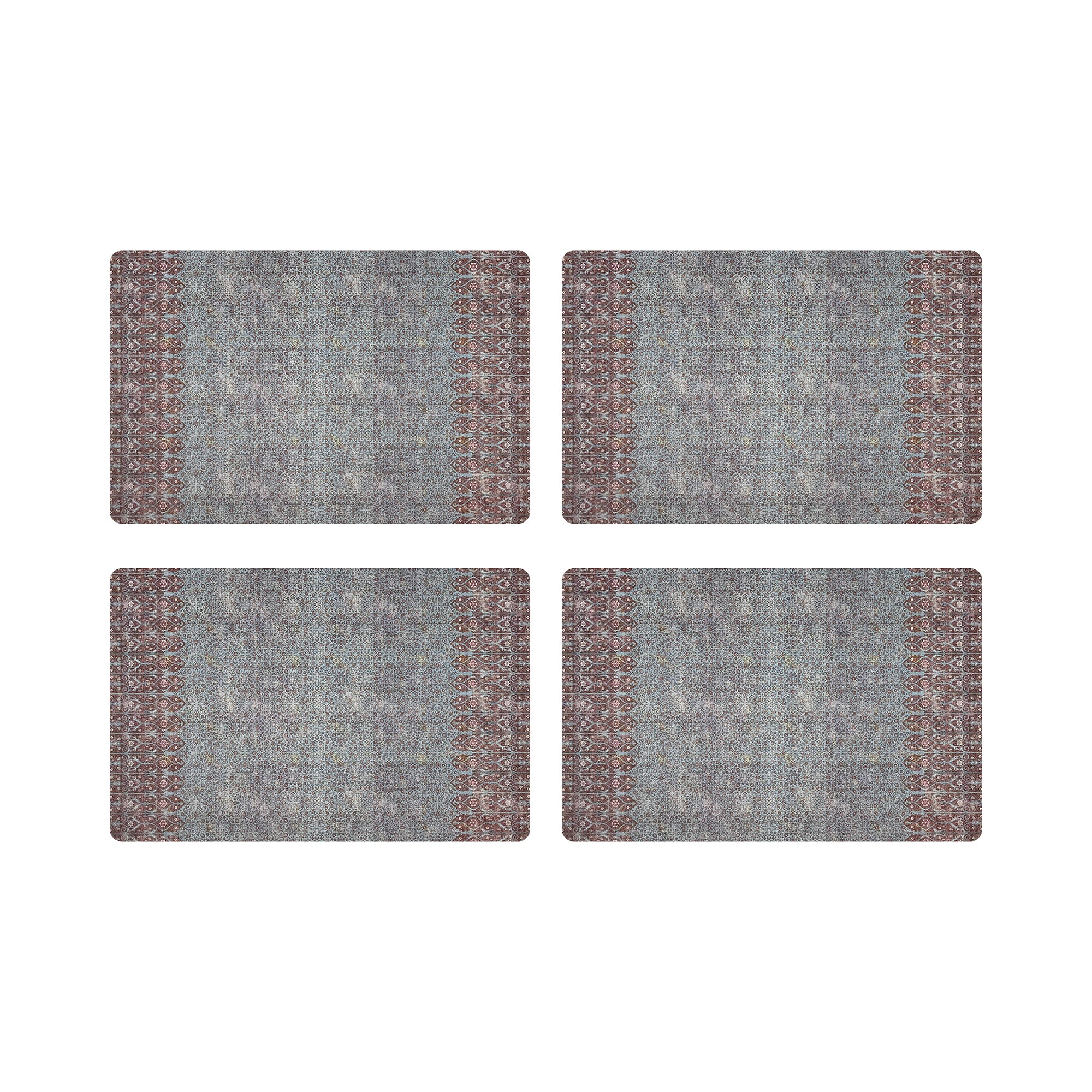 Iznik Vegan Turq Red Leather Rectangle Pebble Placemat