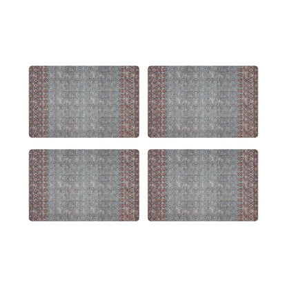 Iznik Vegan Turq Red Leather Rectangle Pebble Placemat
