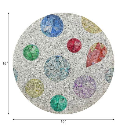 Jewel White Round Beaded Placemat Smooth