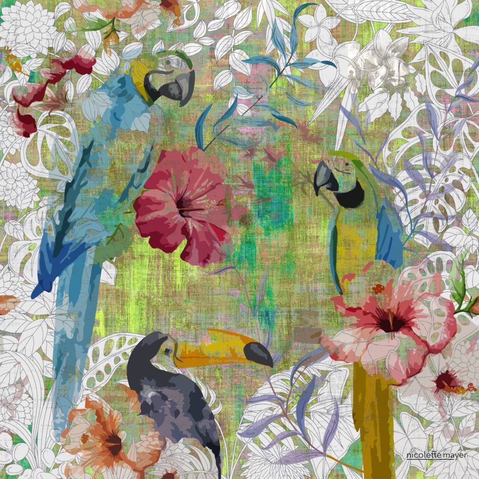 Jungle Love Citron 36X36 Acrylic Art - nicolettemayer.com