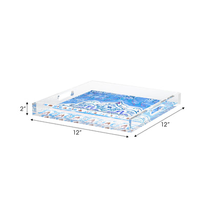 Jaipur Blue Acrylic Decorative Tray, 12 x 12 in. by Nicolette Mayer 