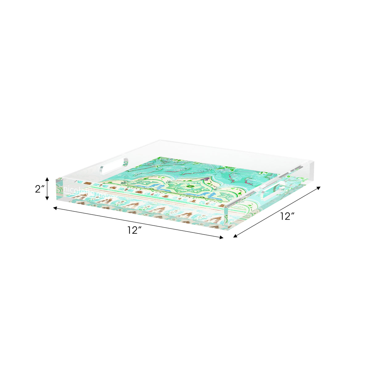 Jaipur Mint Acrylic Decorative Tray, 12 x 12 in. by Nicolette Mayer 