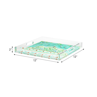 Jaipur Mint Acrylic Decorative Tray, 12 x 12 in. by Nicolette Mayer 