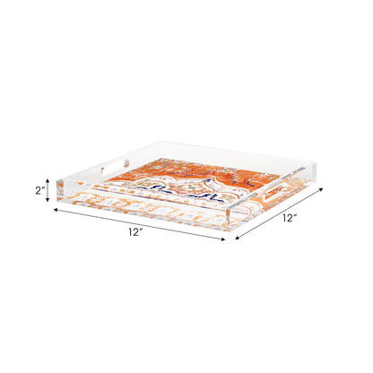 Jaipur Orange Acrylic Decorative Tray, 12 x 12 in. by Nicolette Mayer 