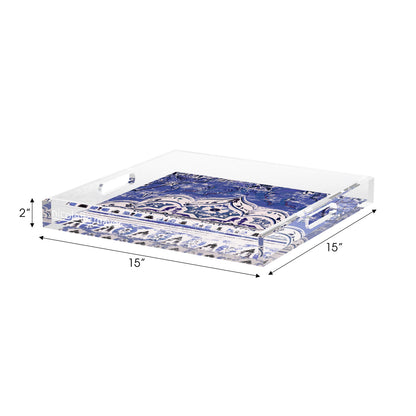 Jaipur Indigo Acrylic Decorative Tray, 15 x 15 in. by Nicolette Mayer 