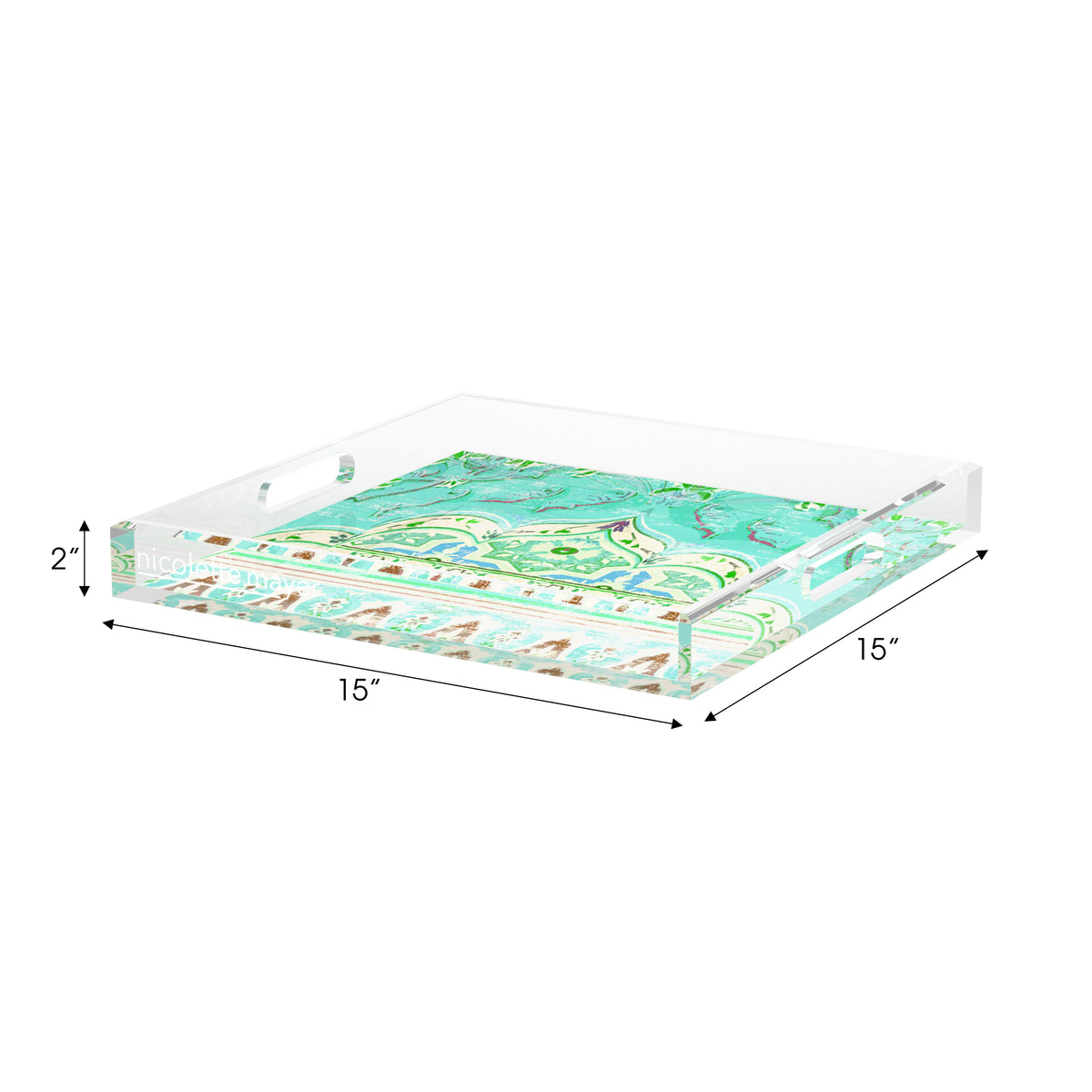 Jaipur Mint Acrylic Decorative Tray, 15 x 15 in. by Nicolette Mayer 