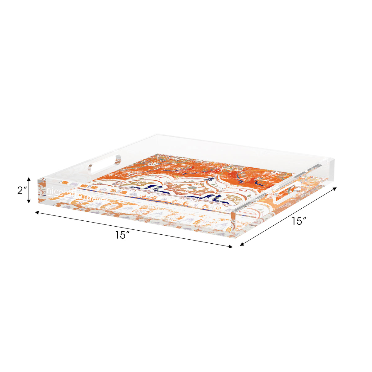 Jaipur Orange Acrylic Decorative Tray, 15 x 15 in. by Nicolette Mayer 