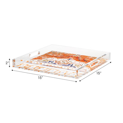 Jaipur Orange Acrylic Decorative Tray, 15 x 15 in. by Nicolette Mayer 