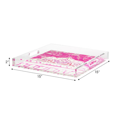 Jaipur Raspberry Acrylic Decorative Tray, 15 x 15 in. by Nicolette Mayer 