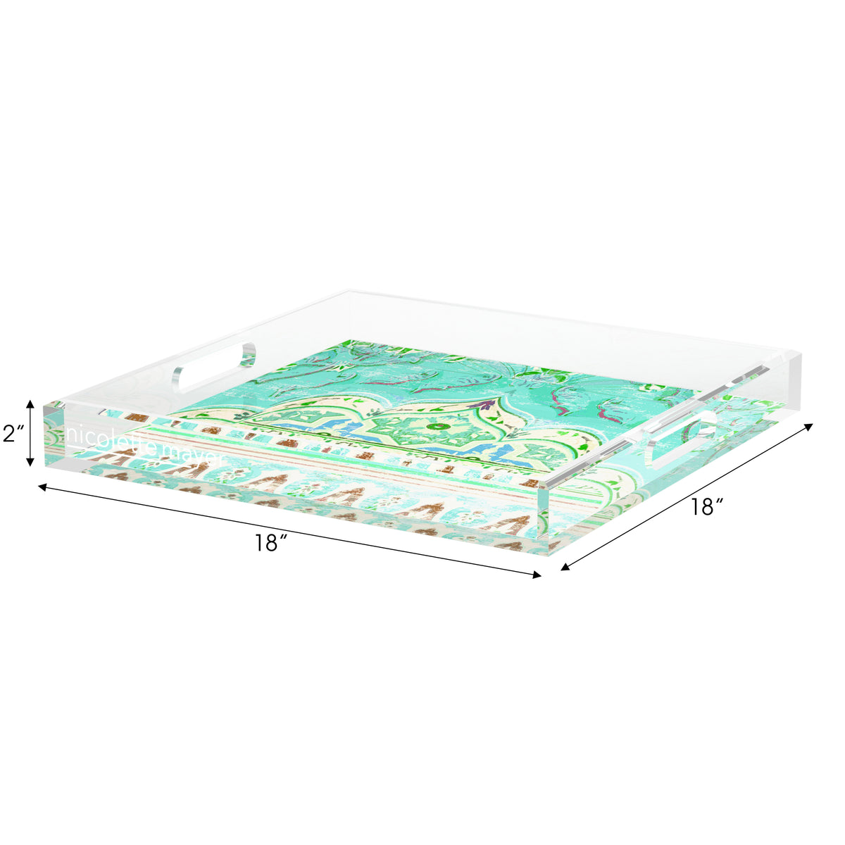 Jaipur Mint Acrylic Decorative Tray, 18 x 18 in. by Nicolette Mayer 