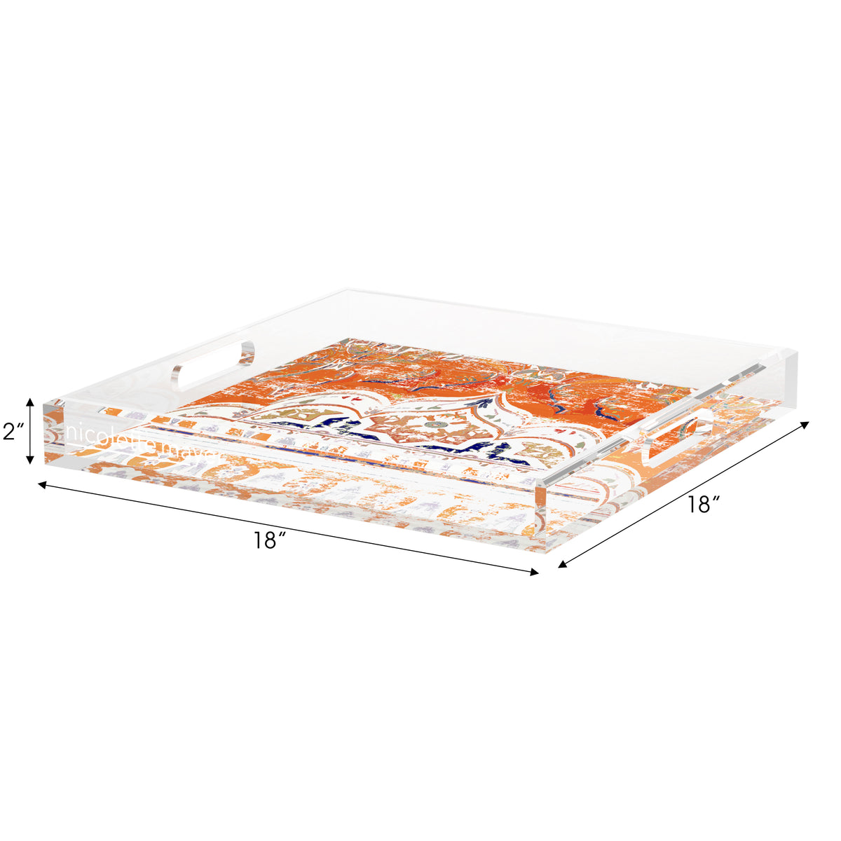 Jaipur Orange Acrylic Decorative Tray, 18 x 18 in. by Nicolette Mayer 