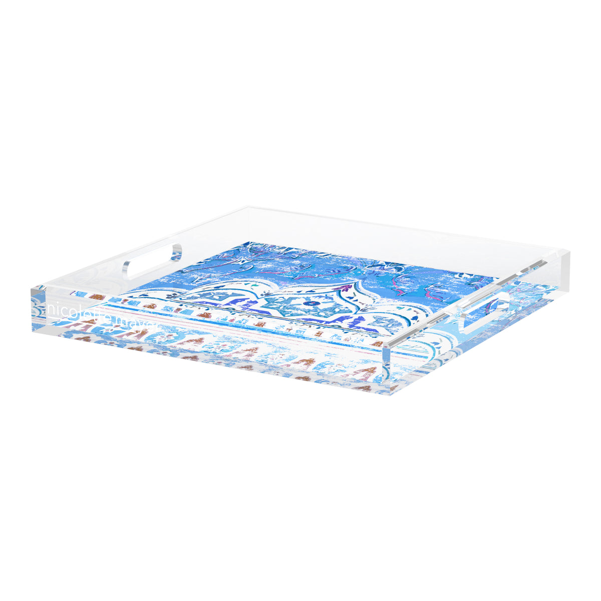 Jaipur Blue Acrylic Decorative Tray, 18 x 18 in. by Nicolette Mayer 