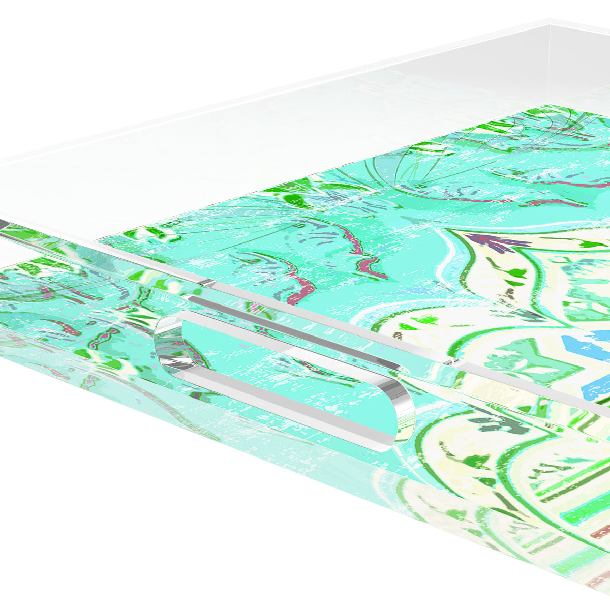 Jaipur Mint Acrylic Decorative Tray, 18 x 18 in. by Nicolette Mayer 