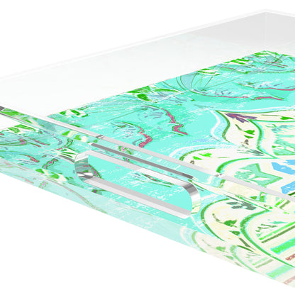 Jaipur Mint Acrylic Decorative Tray, 18 x 18 in. by Nicolette Mayer 