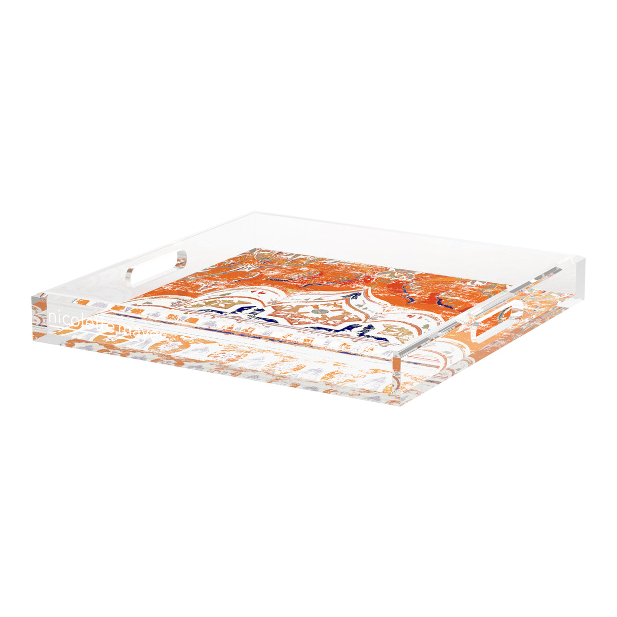 Jaipur Orange Acrylic Decorative Tray, 18 x 18 in. by Nicolette Mayer 
