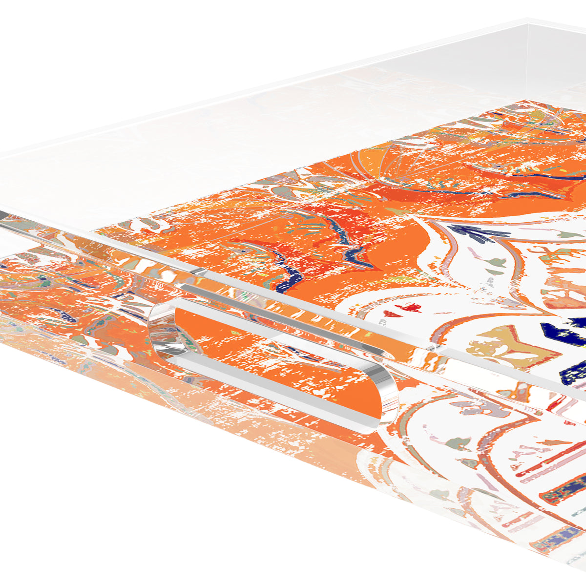 Jaipur Orange Acrylic Decorative Tray, 18 x 18 in. by Nicolette Mayer 