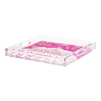 Jaipur Raspberry Acrylic Decorative Tray, 18 x 18 in. by Nicolette Mayer 