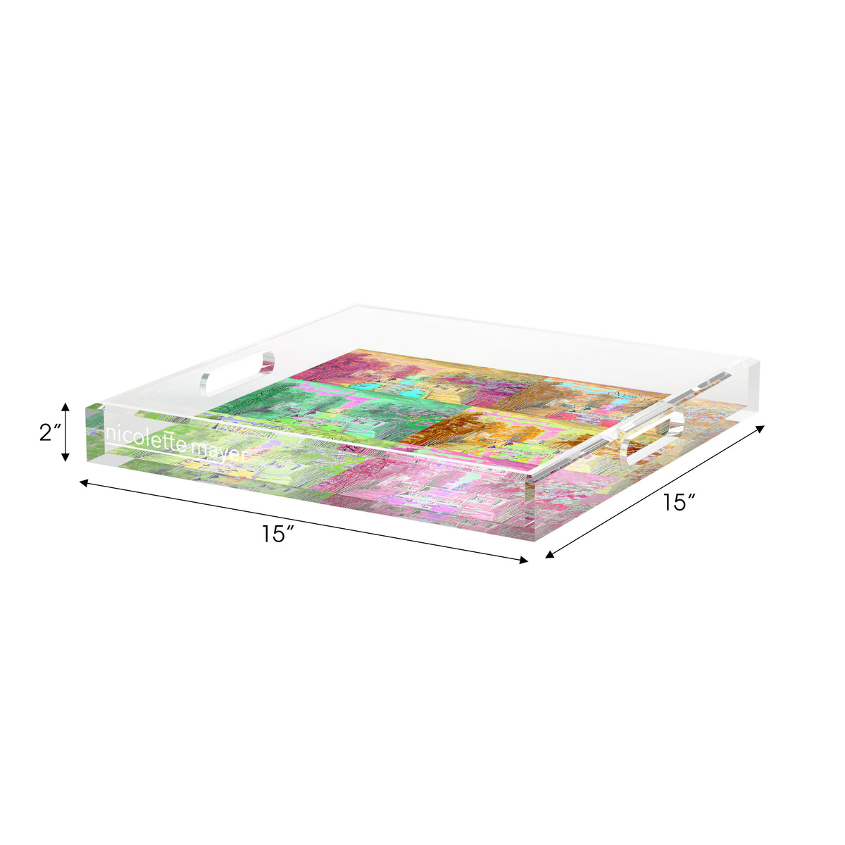 Jardin Tuilleries Brights Acrylic Decorative Tray, 15 x 15 in. by Nicolette Mayer 