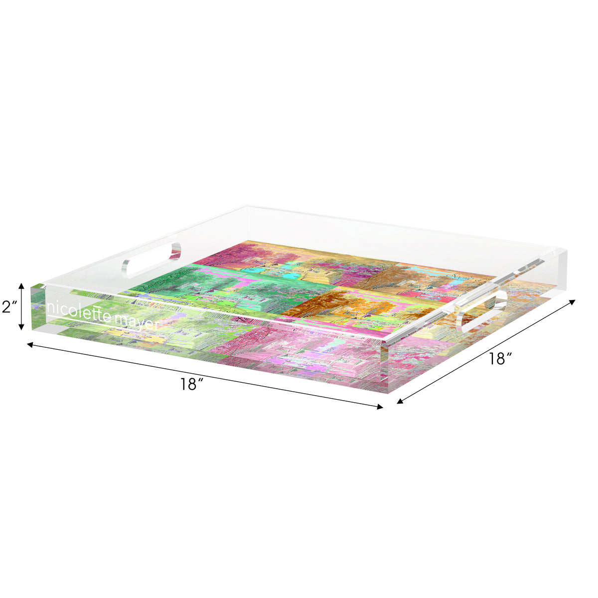 Jardin Tuilleries Brights Acrylic Decorative Tray, 18 x 18 in. by Nicolette Mayer 