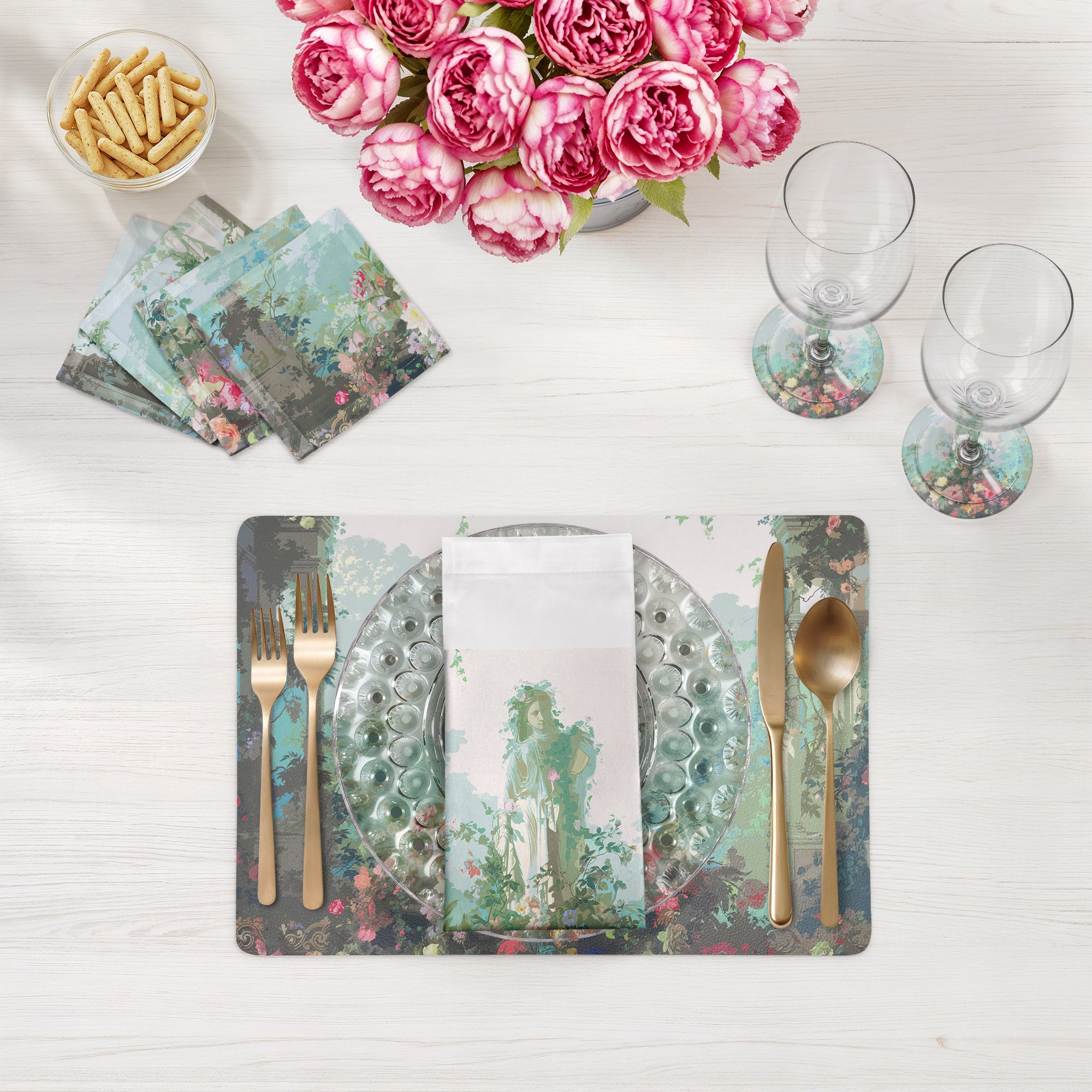 Jardin Defosse Chantilly Vegan Leather Round Coasters