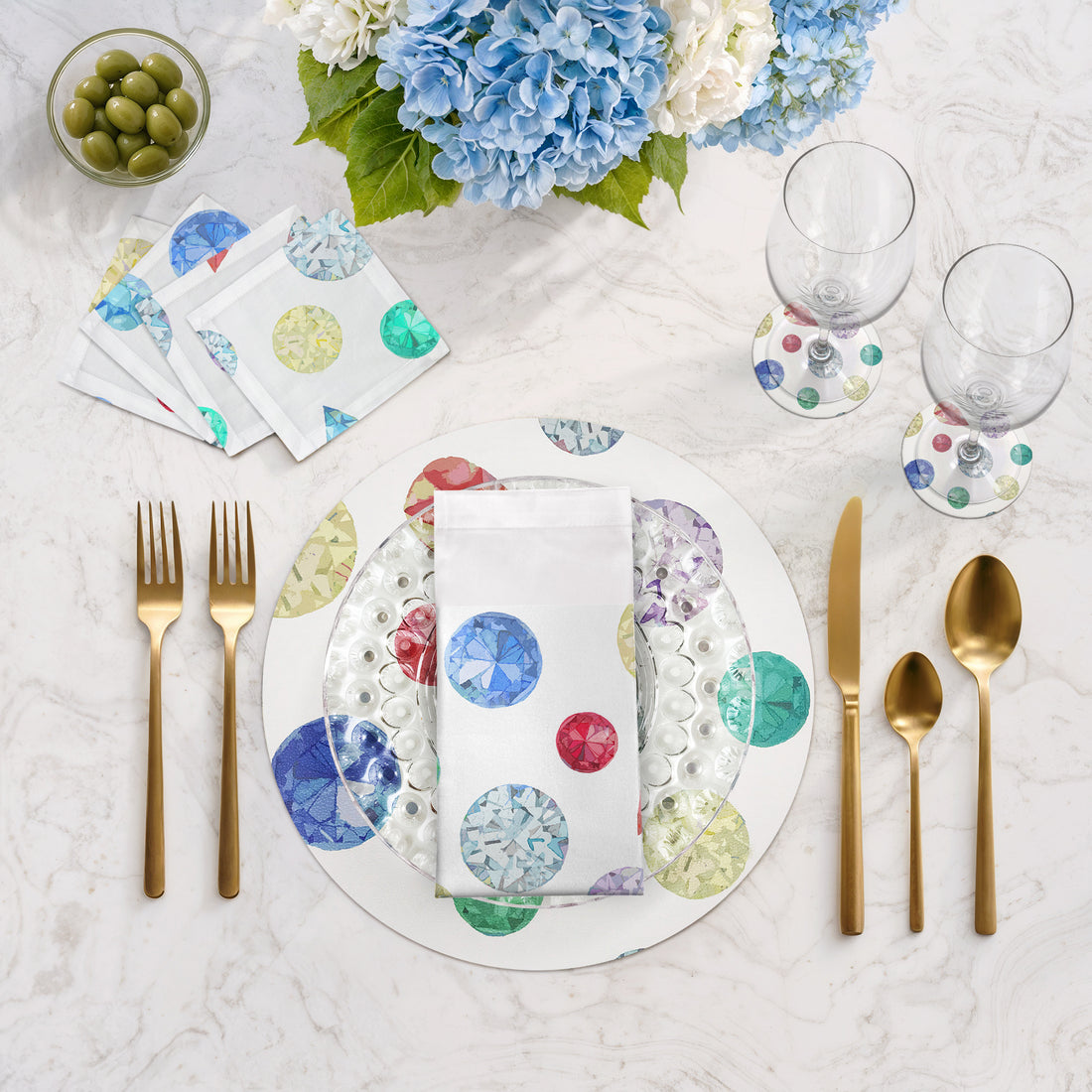 Jewel White 16&quot; Runde Kieselstein-Tischsets, 4er-Set
