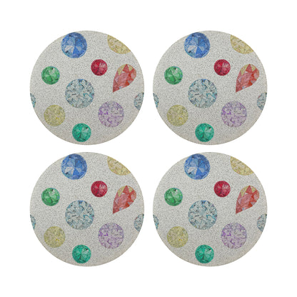 Jewel White Round Beaded Placemat Smooth