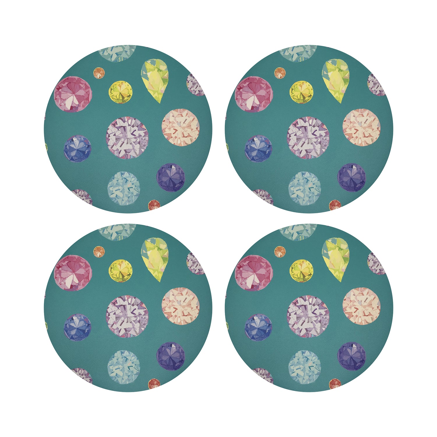 Sets de table ronds Jewel Cyan 16 po, lot de 4