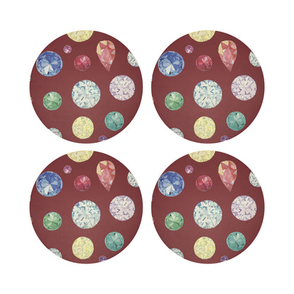 Jewel Red Vegan Leather Round Pebble Placemat