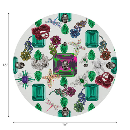 Jewel Box Emeralds Tischset, rund, 40,6 cm, Weiß, Kieselsteine, 4er-Set