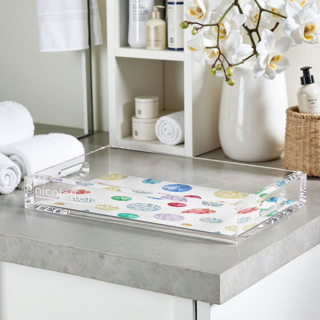 Jewel White 12.5X7.75 Acrylic Tray - nicolettemayer.com

