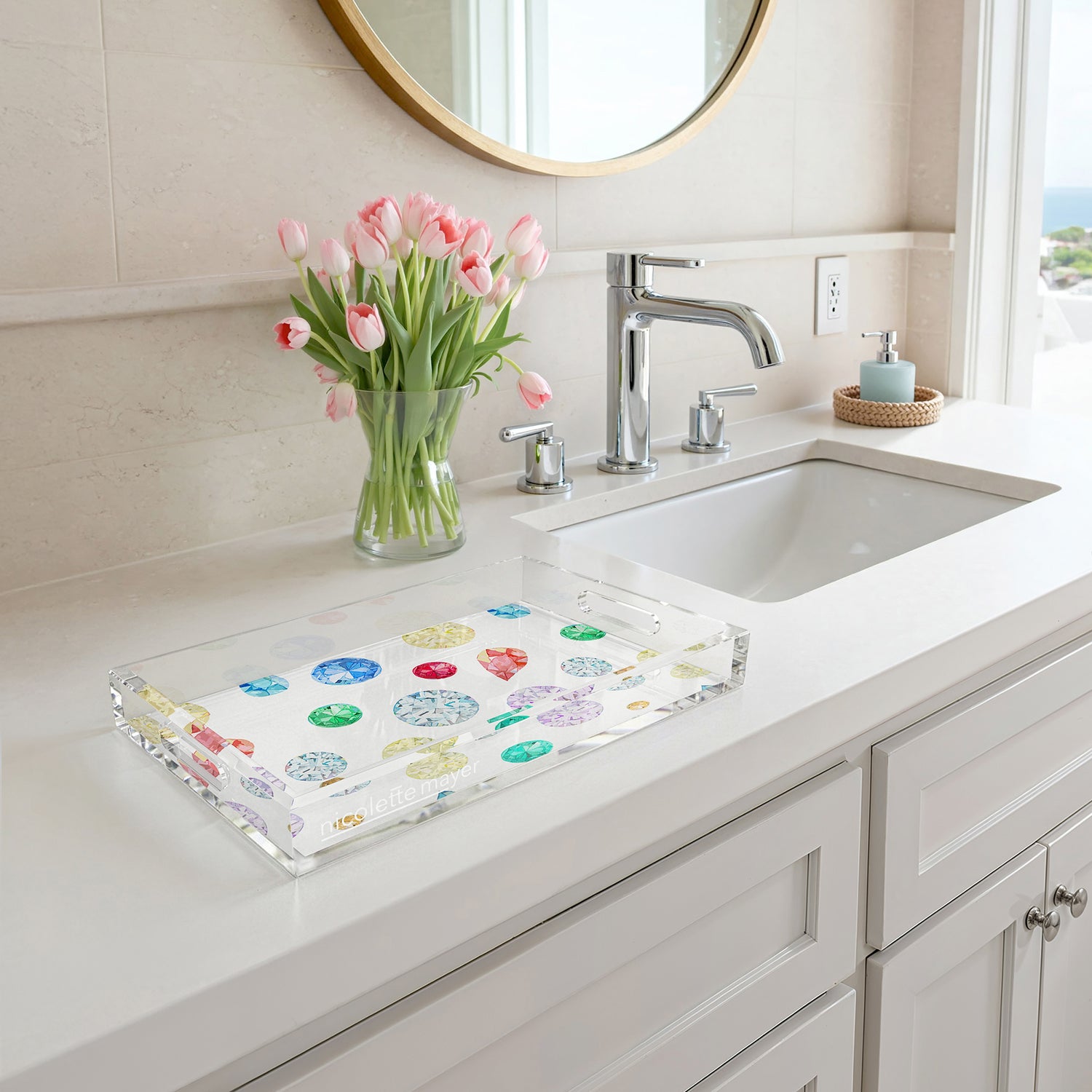 Jewel White 17X10.5 Acrylic Tray - nicolettemayer.com
