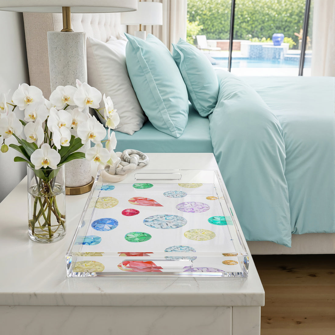 Jewel White 22.5X14.5 Acrylic Tray - nicolettemayer.com
