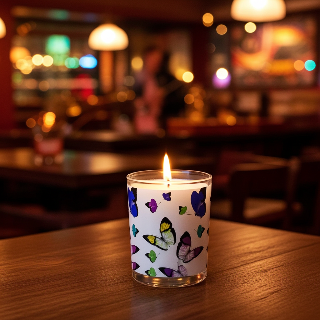 Butterflies Acid Blue Candle