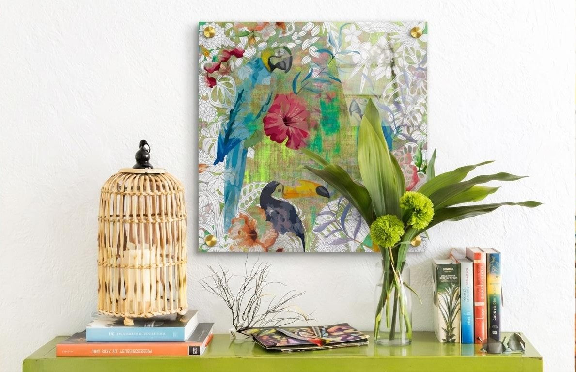 Jungle Love Citron 36X36 Acrylic Art - nicolettemayer.com