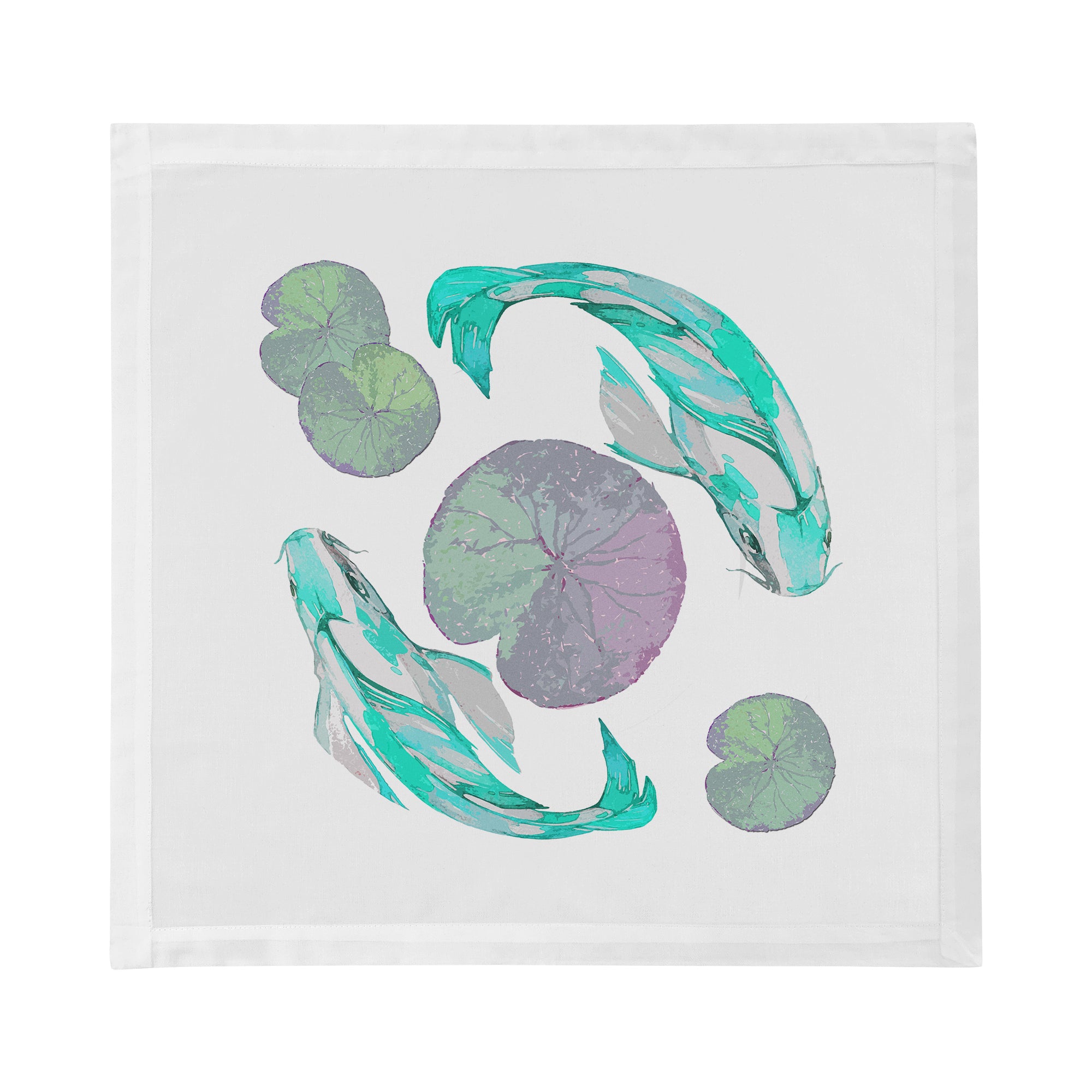 Koi Turquoise Cotton Sateen Dinner Napkins - nicolettemayer.com