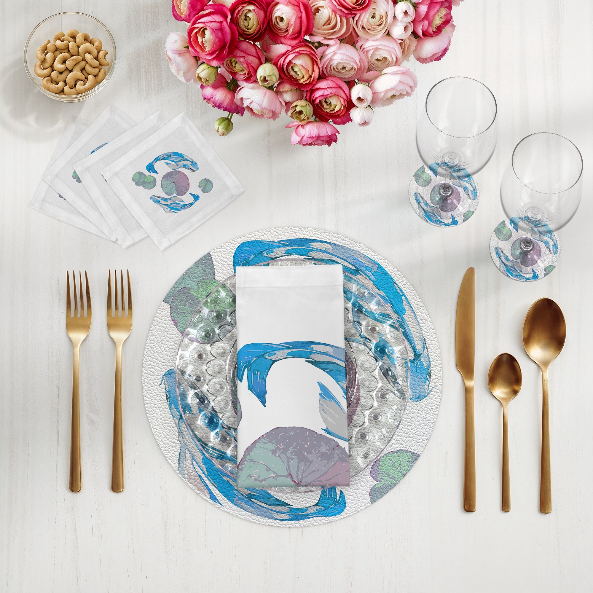 Koi Blue 4" Dinner Napkins- nicolettemayer.com
