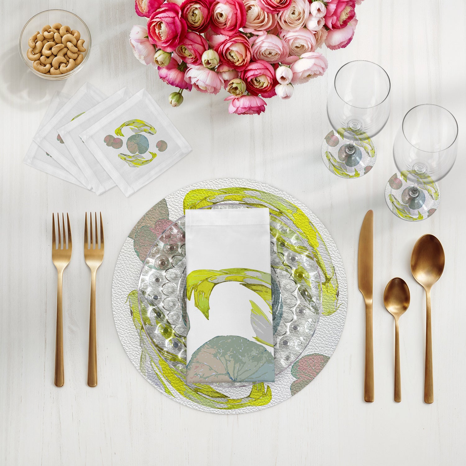 Koi Jaune 6" Cocktail Napkins- nicolettemayer.com
