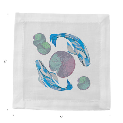 Koi Blue 6" Cocktail Napkins- nicolettemayer.com
