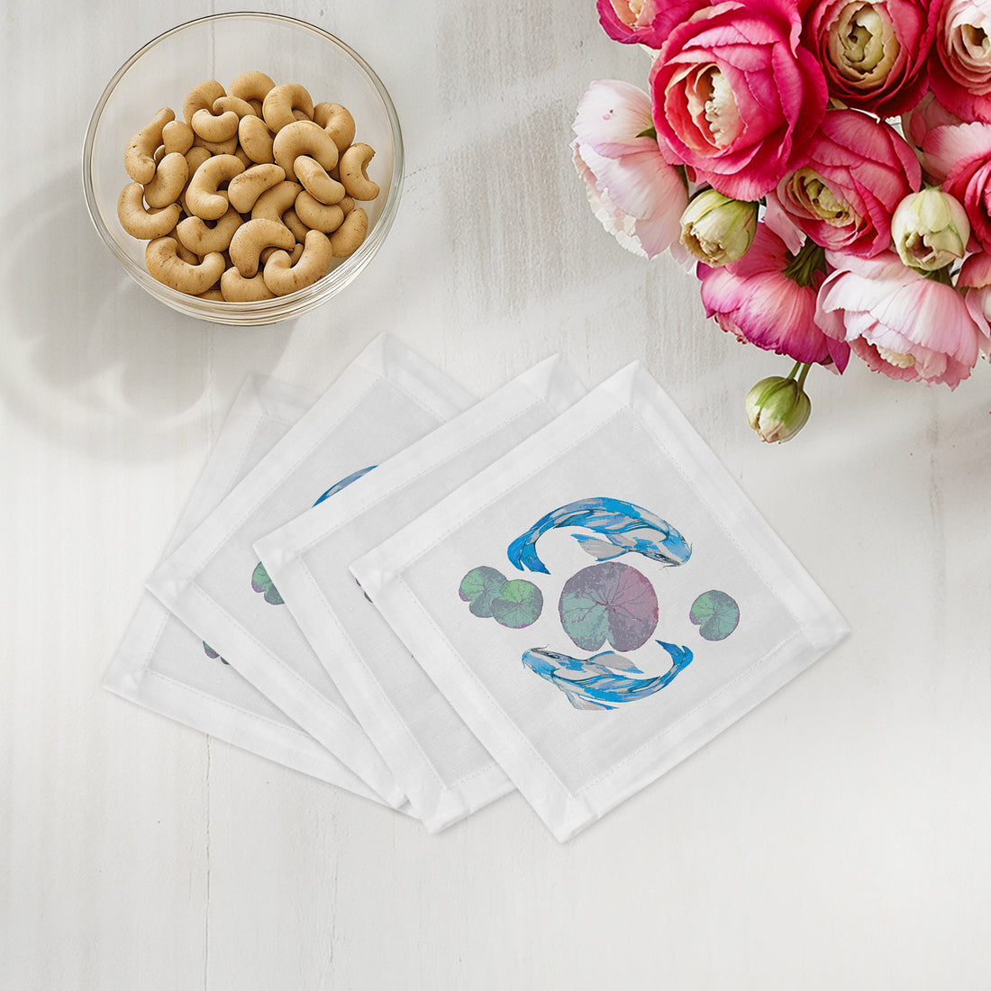 Koi Blue 6" Cocktail Napkins- nicolettemayer.com

