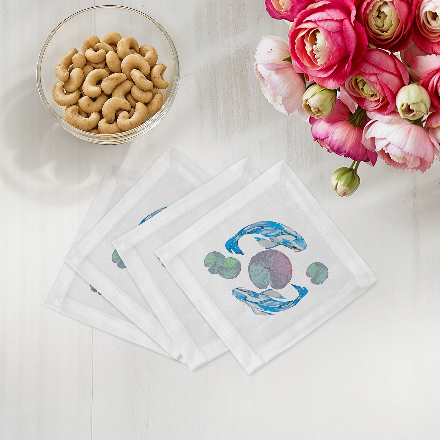 Koi Blue 6" Cocktail Napkins- nicolettemayer.com
