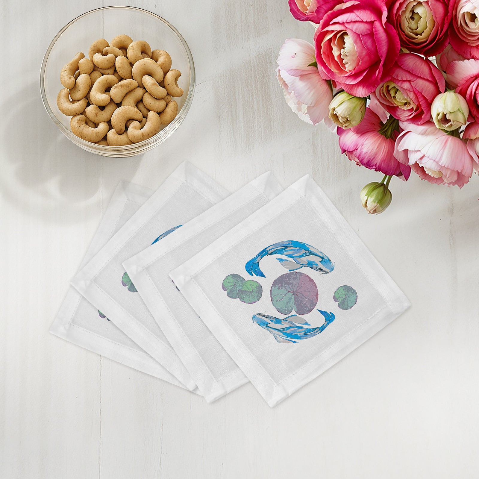 Koi Blue 6" Cocktail Napkins- nicolettemayer.com
