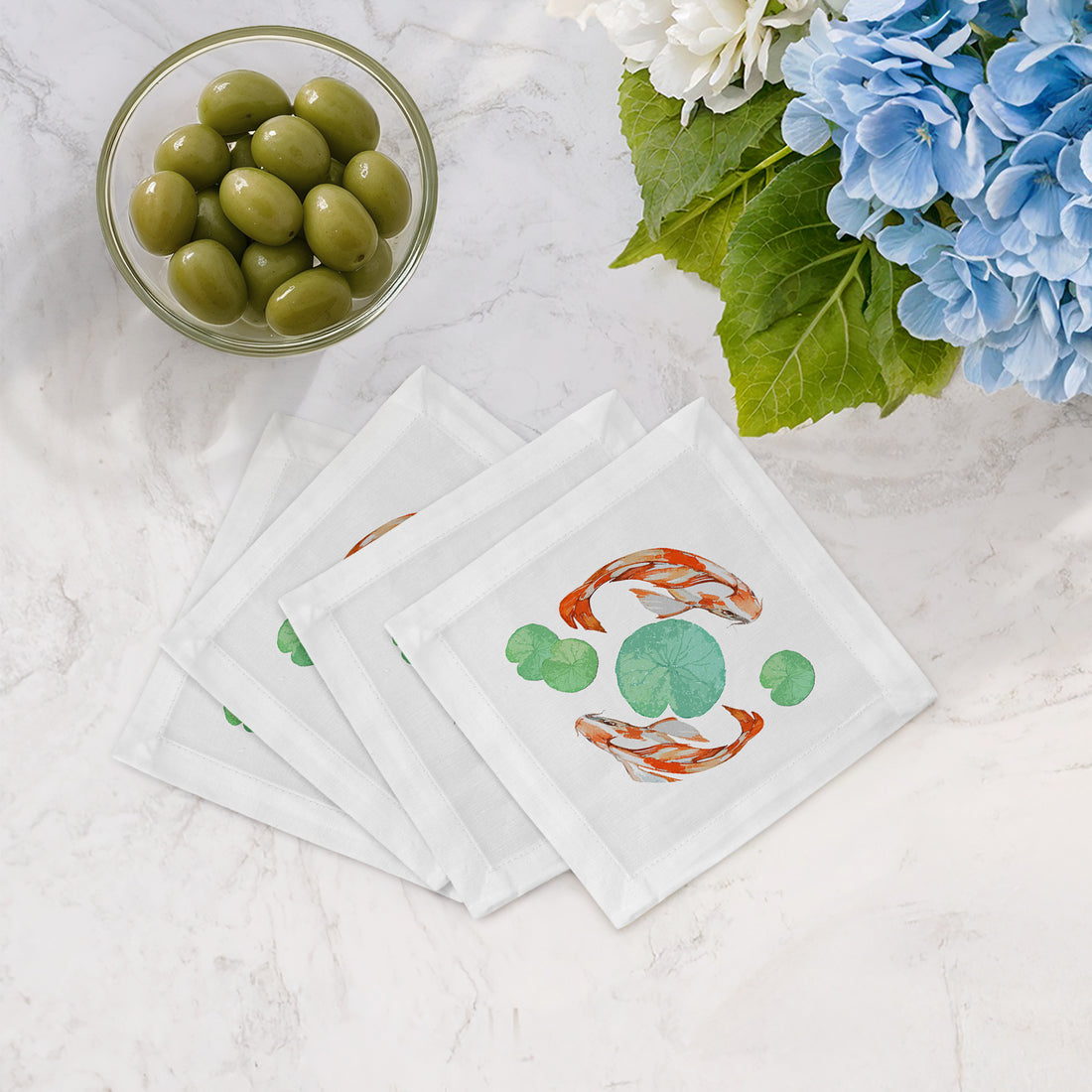 Koi Coral 6" Cocktail Napkins- nicolettemayer.com
